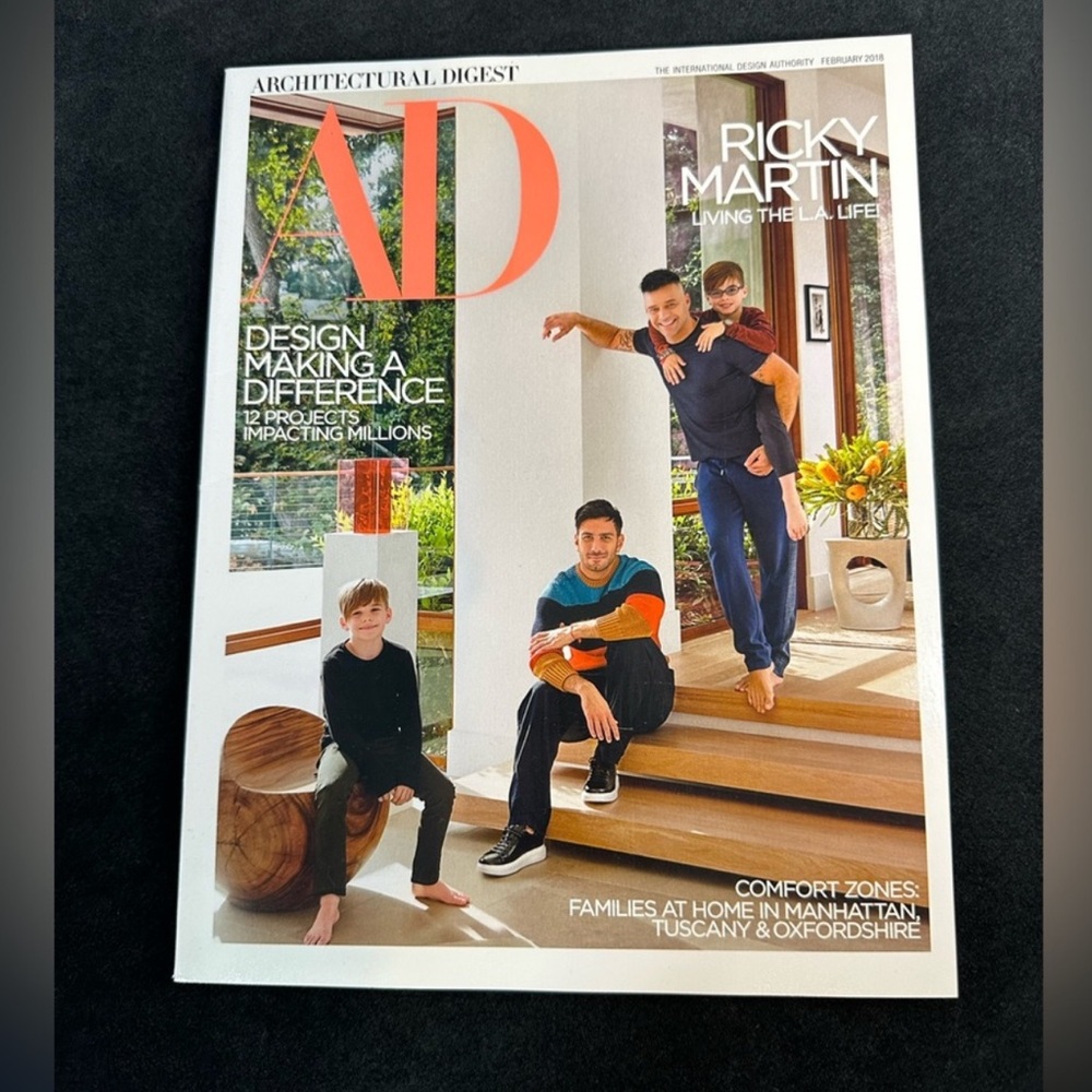 Architectural Digest Magazine (February, 2018) Ricky Martin Cover